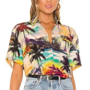 Le Superbe Surf Camp Shirt 6 Hollywood Rio De Janiero Leopard Print Tropical Top